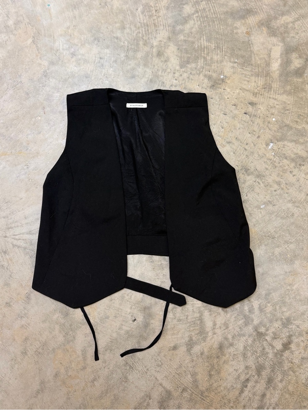 By Malene Birger Black Open-Front Tie-Back Vest
